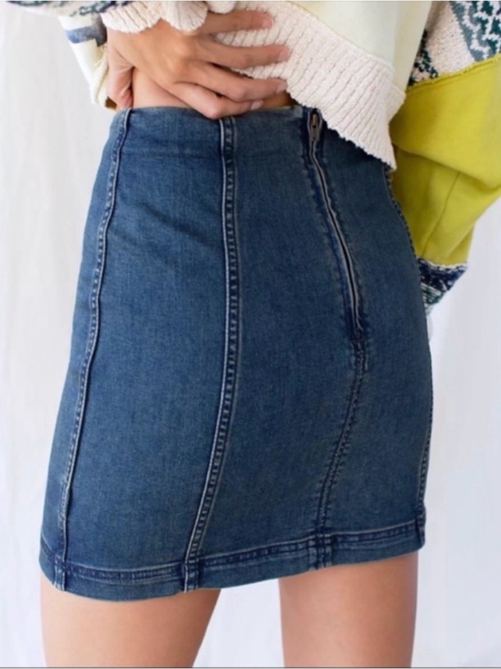 Free People Modern Femme Denim Mini Skirt in Blue size 2